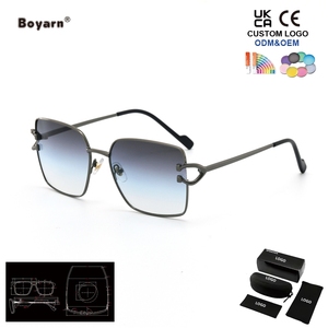 <span class=keywords><strong>Gafas</strong></span> de Sol Cuadradas con Marco Pequeño Dorado, Sin Montura, con Logotipo Personalizado Boyarn, Retro, con Gradiente, Protección UV400, para Hombre y Mujer - Product Image 4