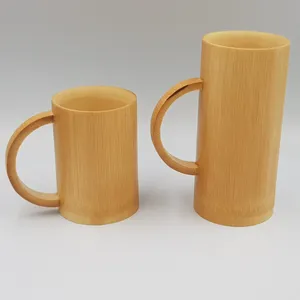 Copo de bebida personalizada com alças, feita de 100% bambu natural, copo de madeira, caneca de café, vinho, copo de café