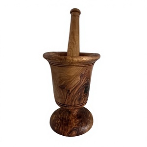 Ensemble mortier et pilon en bois artisanal pour broyer les herbes et les épices, outil manuel durable, vente en gros de mortiers et pilons - Product Image 1