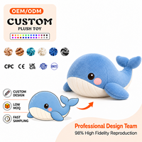 Peluche baleine bleue personnalisée de haute qualité, jouet en peluche doux et mignon, souvenir de la boutique des créatures marines, animal en peluche rembourré