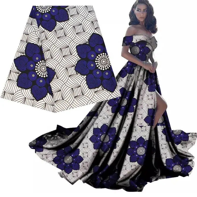Factory Supply 100% Polyester Ankara African Print Patchwork Fabrics Real Wax Dress Africa Sewing Textile Batik