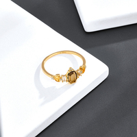 Bague hexagonale Mlluki Custom Factory en argent sterling 925 plaqué or 14 carats avec pierres précieuses citrine et topaze blanche