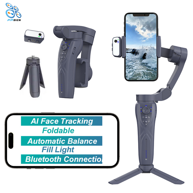 Multifunctional Smart Gimbal F12 With Low Price 3-Axis Stabilizer with AI tracker Modules Foldable Automatic Balance3