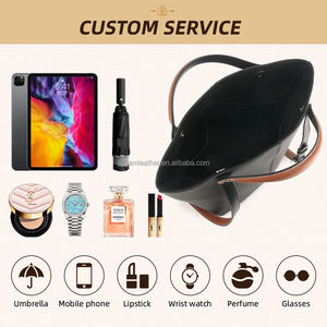 <span class=keywords><strong>Sac</strong></span> à bandoulière seau de grande capacité, de haute qualité, en cuir véritable pour femmes, doux, durable, fermeture à bouton, imperméable, de luxe - Product Image 6