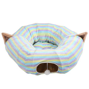 Tunnel pour chat pliable carré OEM ODM, durable, en peluche, en velours, en flanelle, motif uni, abri et tunnel pour chat et chien - Product Image 2