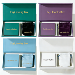 Customized Logo Luxury Rectangle Jewelry <b>Boxes</b> Velvet Bags Set <b>Boxes</b> High-end Magnetic Closure Cardboard Storage Packaging Gift - Product Image 2