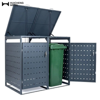 Bac de rangement à roulettes en aluminium résistant aux intempéries, à ouverture supérieure, pour le stockage des déchets en extérieur