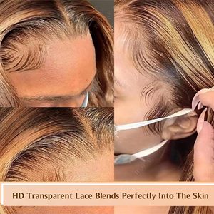 جسم أشقر عسلي مموج دانتيل أمامي عالي الدقة للنساء ذوات البشرة السمراء دانتيل برازيلي أمامي لون بيانو بدون لاصق - Product Image 3