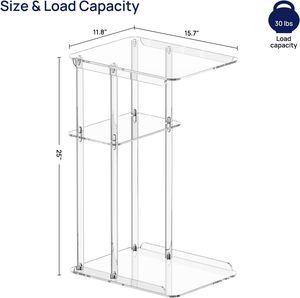 Mesa auxiliar de acrílico transparente de 3 niveles, en forma de mesa auxiliar C, sofá, mesas pequeñas para aperitivos, sala de estar, dormitorio, baño, estantes de exhibición acrílicos - Product Image 2