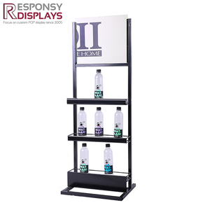 Estante de exhibición de metal independiente para supermercado minorista con niveles de piso y soporte para bebidas - Product Image 2