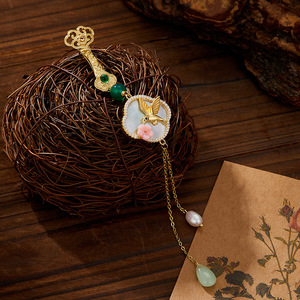 Chinese Style Tassel Pendant With Bird And Flower Design Natural Seashell Charm Luxury <b>Retro</b> <b>Decor</b> Gift For Women - Product Image 4