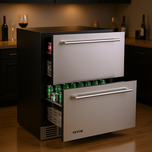 Refrigerador Vevor de Doble Cajón, 24 Pulgadas, Acero Inoxidable, Enfriador de Bebidas, Refrigerador Independiente para el Hogar - Product Image 2