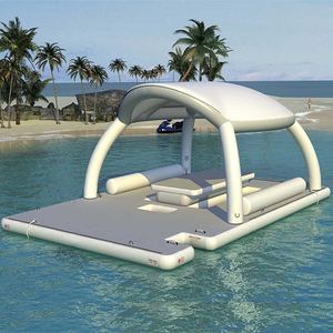 Bain gonflable personnalisé île de loisirs salon flottant radeau flottant jet d'eau gonflable quai de ski flotte plate-forme avec tente - Product Image 1
