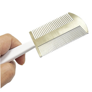 Comb Metal Lice Factory 2022 Hot Selling Anti-static Plastic Handle Steel Comb Metal Lice Comb Double Fine Tooth Pet Hair Comb