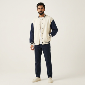 Chaquetas Unisex con Logotipo Personalizado, Nueva Moda, Chaqueta Deportiva de Manga Larga con Botones y Parches, Chaqueta de Béisbol para Hombre y Mujer - Product Image 1