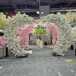 Fournitures de mariage en gros : Arche florale bordeaux tendance, <span class=keywords><strong>fleurs</strong></span> artificielles, arbre de cerisier pour la décoration de mariages, maisons et hôtels - Product Image 6