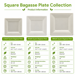 Assiettes rondes jetables en bagasse XIEFA de 6 pouces - Compostables, écologiques, biodégradables, compatibles micro-ondes pour les fêtes - Product Image 5