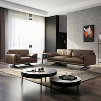 Ensemble de canapés en cuir véritable, moderne et luxueux, idéal pour les espaces de réception professionnels et les hôtels