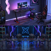 Bureau de jeu ergonomique AOR, conçu pour les compétitions e-sportives, avec effets d'éclairage RVB, prend en charge la désconnexion du bureau, emballage inclus