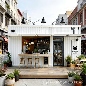 ร้านกาแฟคอนเทนเนอร์ดัดแปลง ดีไซน์มินิมอล ร้านค้าปลีกกลางแจ้ง รูปทรงสี่เหลี่ยมผืนผ้า - Product Image 3
