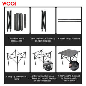 ชุดโต๊ะและเก้าอี้พับได้สำหรับกิจกรรมกลางแจ้ง Woqi ขนาด 52x50.5 ซม. ทำจากอลูมิเนียมและเหล็ก พกพาสะดวก เหมาะสำหรับตั้งแคมป์ ปิกนิก ตกปลา และการเดินทาง - Product Image 5