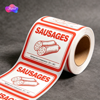 Autocollants en vinyle personnalisés, imperméables, résistants au congélateur, étiquettes imprimées CMYK pour saucisses avec formes personnalisées