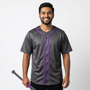 Maillot de baseball uni boutonné pour hommes, uniforme d'équipe de softball personnalisable avec vêtements de sport à manches courtes de style hip-hop - Product Image 1