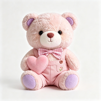 Ours en peluche doux et mignon avec cœur et nœud, vente en gros, ours en peluche personnalisé pour enfants