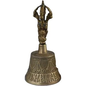 Brass Tibetan Buddhist Meditation Bell Dorje Set Home Decor Made Traditional Tibetan Formula 7 Metals Vastu/Feng Shui Compliant - Product Image 2