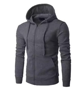 Sudadera con capucha de manga larga con cremallera completa para hombre, 100% poliéster, 250g, lisa teñida, para otoño, con logotipo personalizado, venta al por mayor, talla de EE. UU. - Product Image 4