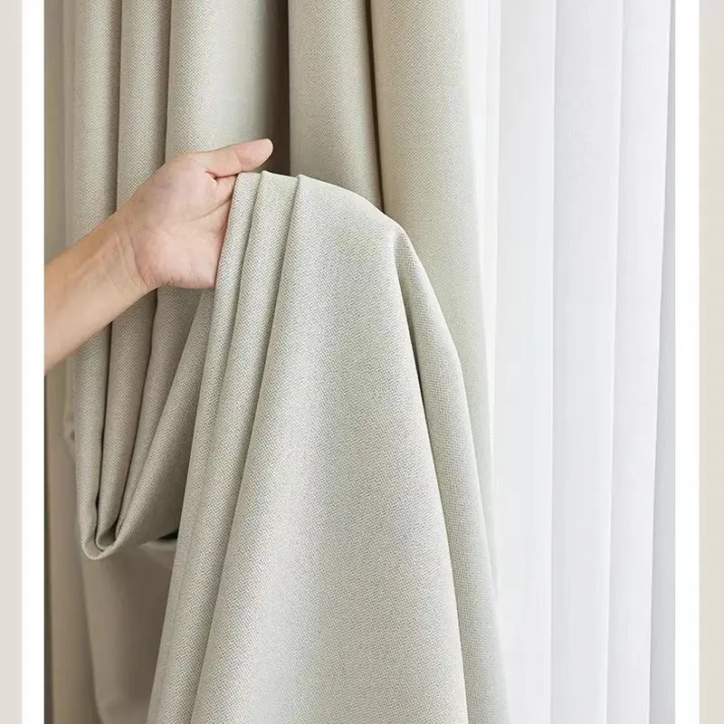 Simple Modern Sunshade Thermal Insulation Curtain Flax Cotton Linen Flax Cotton Linen for Living Room Bedroom