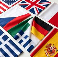 Drapeau en tissu polyester personnalisé multi-pays, divers drapeaux nationaux, couleur personnalisée, taille personnalisée pour la décoration de drapeaux de table