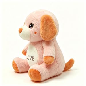 Peluche de cachorro rosa, peluche de perro con orejas caídas, peluche de perro adorable, regalo de San Valentín para cachorros, decoración pastel para habitación infantil - Product Image 1