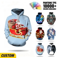 Sweat à capuche pour homme avec impression intégrale 3D personnalisée, motif traîneau du Père Noël, pour les fêtes de Noël