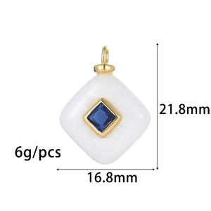 Natural Stone Inlaid Zircon Pendant Geometric Circular Long Stone Pendant DIY Necklace Bracelet Pendant <strong>Charms</strong> - Product Image 2