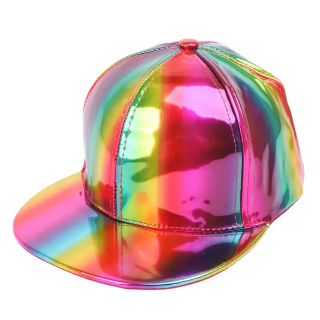 Moda Hip Hop Hat Street Dance Hat Gorra de béisbol de cuero PU colorida