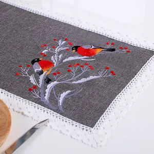 HOME Fancy wedding Christmas decoration embroidery Flower Table Runner lace embroidery table runner