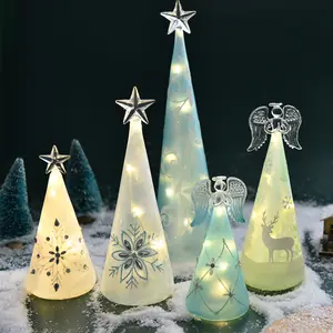새로운 유리 공예 LED 조명 가구 웨딩 장식 15cm 사랑 가정 장식을위한 손으로 그린 크리스마스 유리 천사