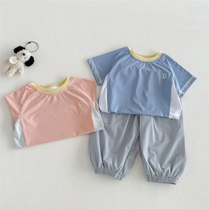 T-shirt garçon tendance à séchage rapide, nouveau style été 2026, haut color-block coréen cool pour bébé, pantalon enfant - Product Image 2