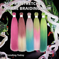 Rambut Kepang Ekstensi 26 inci Pre Stretched Dyed Expression Braiding Hair Box Braids Crochet Hair untuk Ekstensi Rambut Sintetis Ez Braid