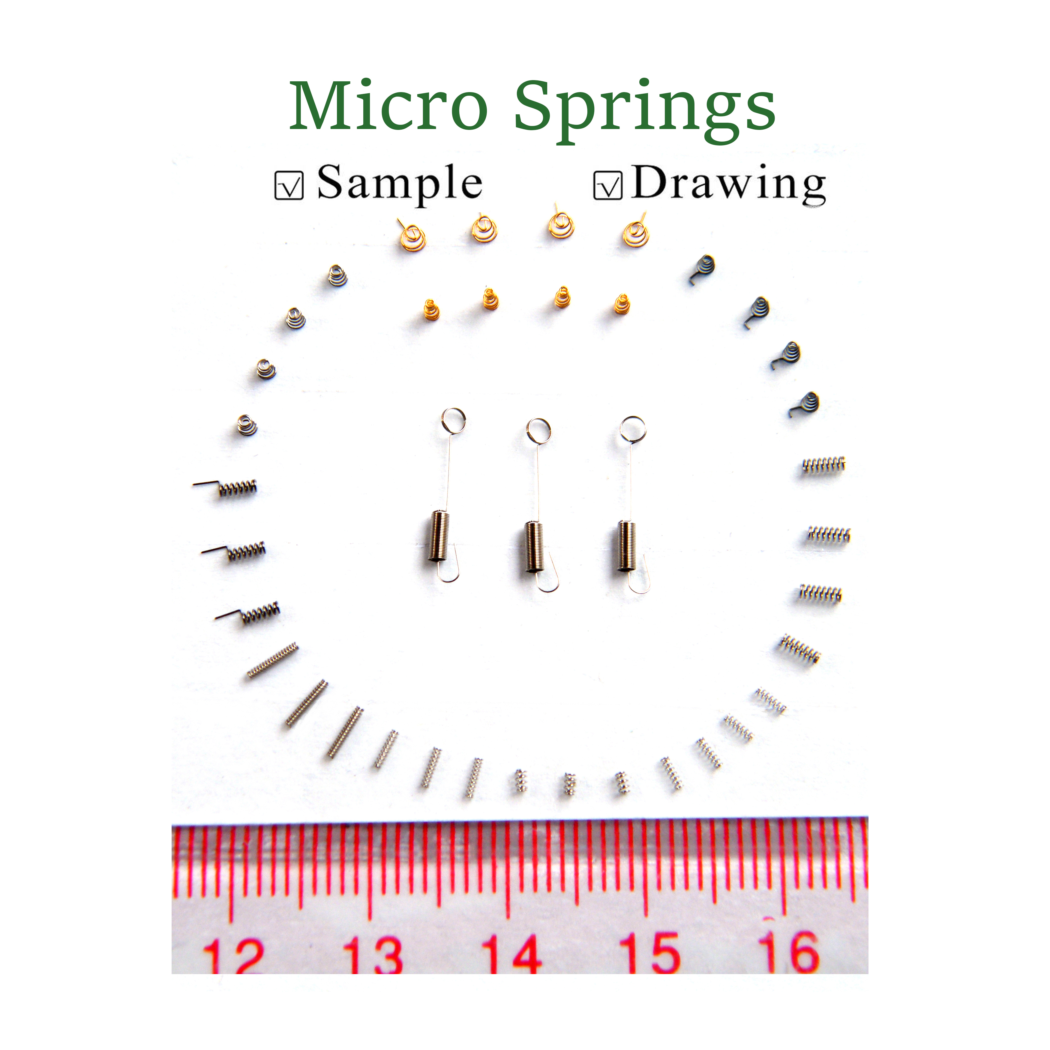Небольшие пружины на заказ, миниатюрные пружины из нержавеющей стали, точные пружины из золотистого металла с двойным скручиванием, компрессионные микропружины