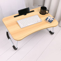 Table de chevet portable pour étudiant, bureau simple pour ordinateur portable avec fente pour cartes et porte-gobelet, petit bureau pour personne paresseuse, bureau de lit pour dortoir