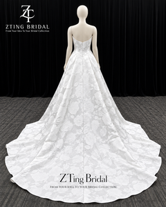 Robe de mariée élégante en brocart floral, style robe de bal, bretelles spaghetti, <span class=keywords><strong>taille</strong></span> en V, corset, robe de mariée princesse, longue traîne, <span class=keywords><strong>taille</strong></span> personnalisée - Product Image 2