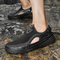 Sandales d'été pour hommes, chaussures de marche décontractées respirantes, confortables, couleur unie, antidérapantes, chaussures de sport de plein air, sandales de plage