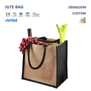 <strong>Wholesale</strong> Eco-Friendly Recyclable Reusable <strong>Jute</strong> <strong>Tote</strong> <strong>Bag</strong> <strong>Custom</strong> Printed Natural Gunny Leather Cover Double Handle <strong>Foldable</strong> - Product Image 1