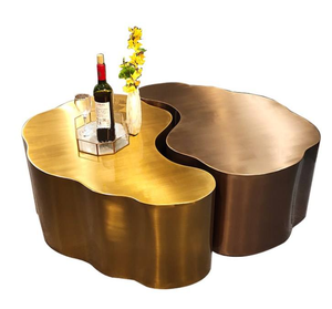 Mesa de centro de <span class=keywords><strong>Metal</strong></span> inoxidable dorado de lujo de gama alta, mesa auxiliar decorativa de diseño de moda en la nube para sala de estar, entrada al hogar, comedor de Hotel - Product Image 1