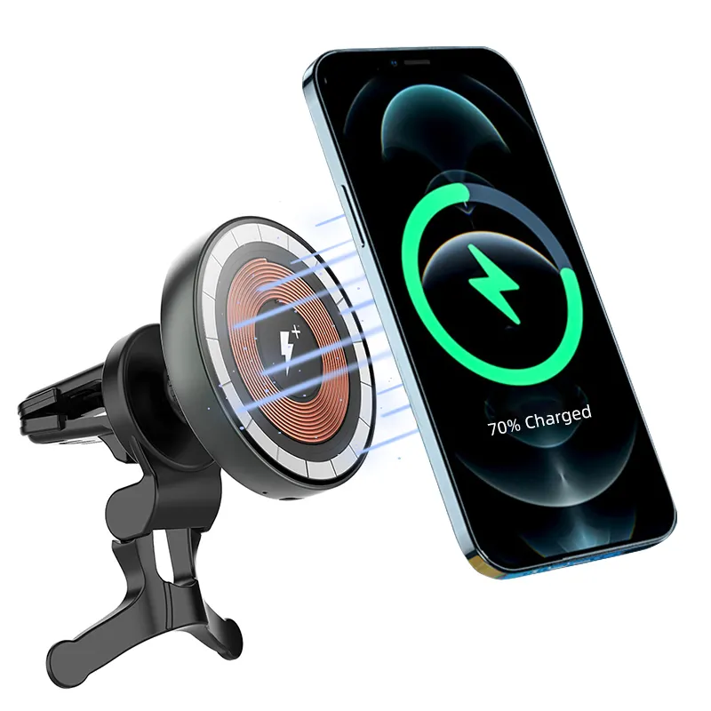 Holder Car Mount with Strong Magnetic QI 15W Wireless Car Charger for iPhone