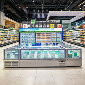 Congélateur coffre horizontal combiné pour supermarché commercial, type îlot, avec grande vitrine, pour aliments surgelés - Product Image 6