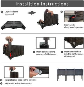 Kit de lit de jardin rectangle surélevé, 12 boîtes de rangement en <span class=keywords><strong>plastique</strong></span> pour l'intérieur et l'extérieur pour les légumes frais, herbes, fleurs succulentes - Product Image 3