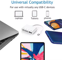 Convertidor Hub USB-C 4 en 1 de Alta Calidad, Lector de Tarjetas de Memoria SD y TF, Compatible con Carga Rápida USB 3.0 para Dispositivos USB C